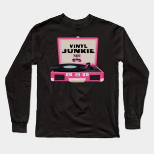 Vinyl Junkie Old School Record Player T-Shirt Long Sleeve T-Shirt